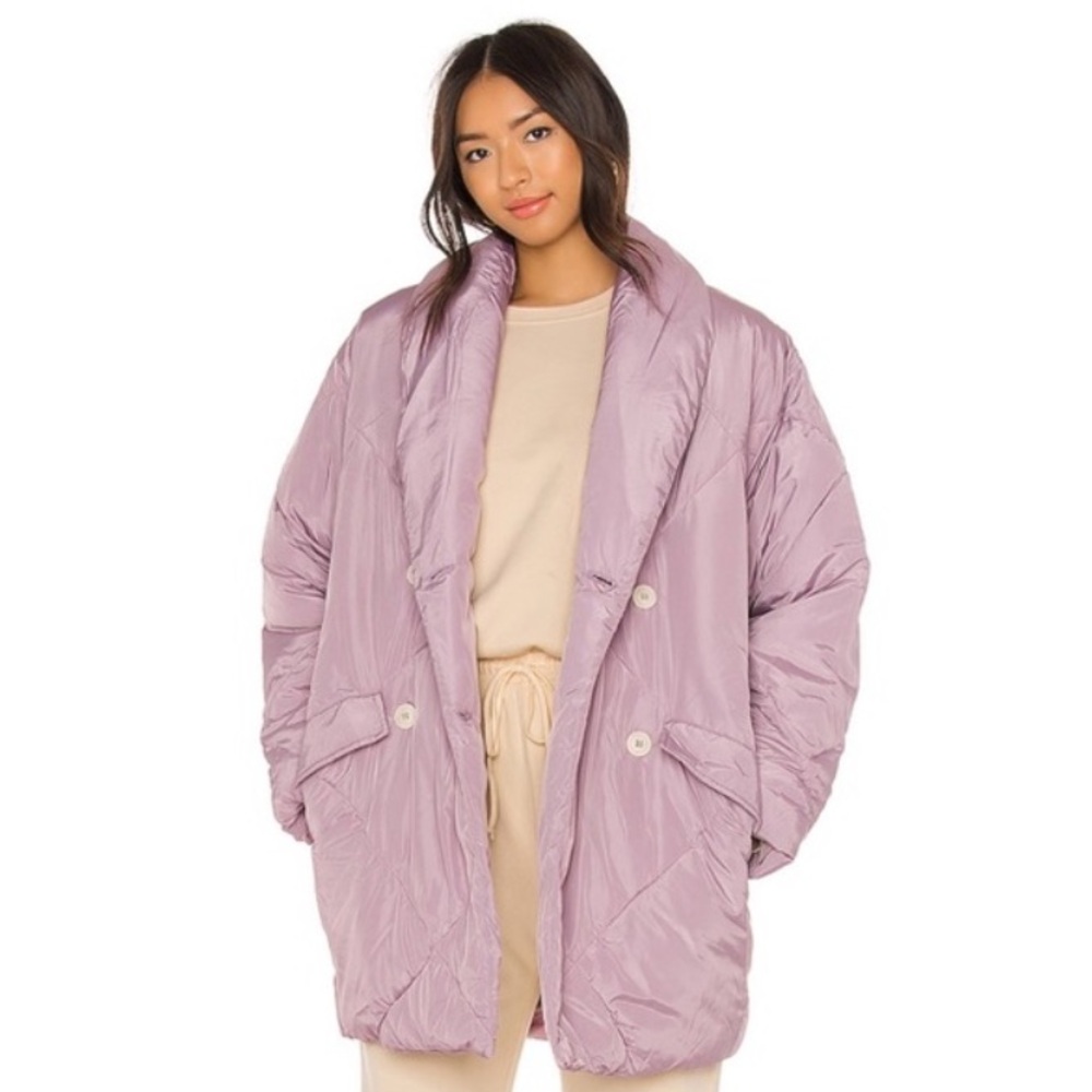 Free People Ella Puffa Puffer Coat Mineral Dust Lilac Purple Oversized Small